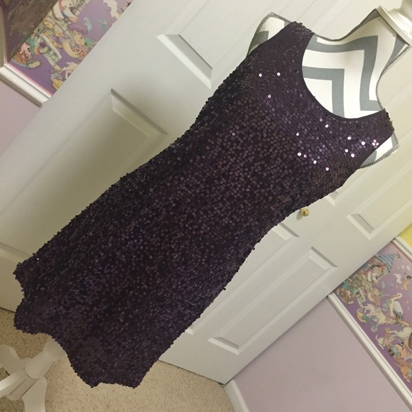 Purple sequined party dress