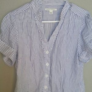 Banana republic blouse. White and blue silk
