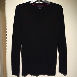 Black Large Tommy Hilfiger cable knit sweater