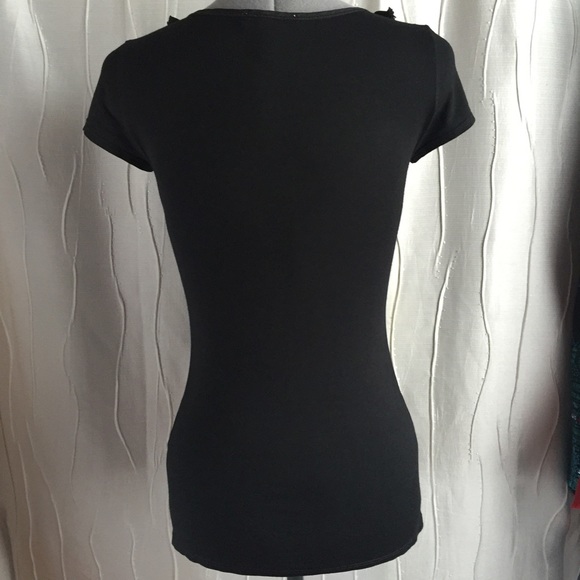 White House Black Market Black Ruffle Top XS - Picture 4 of 4