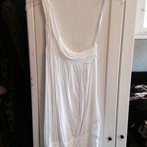 White, cotton, one shoulder shirt