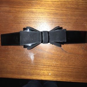 Suede and patent leather belt