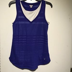 Guess blue burnout stripe racer back tank