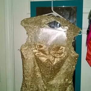Bridal Elegance brand dress, gold beaded, like new
