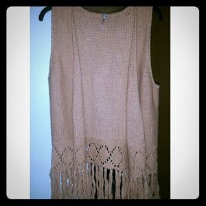 Crochet Knit Vest & Blue-ish Purple Blazer