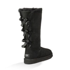 UGG black tall Bailey bow