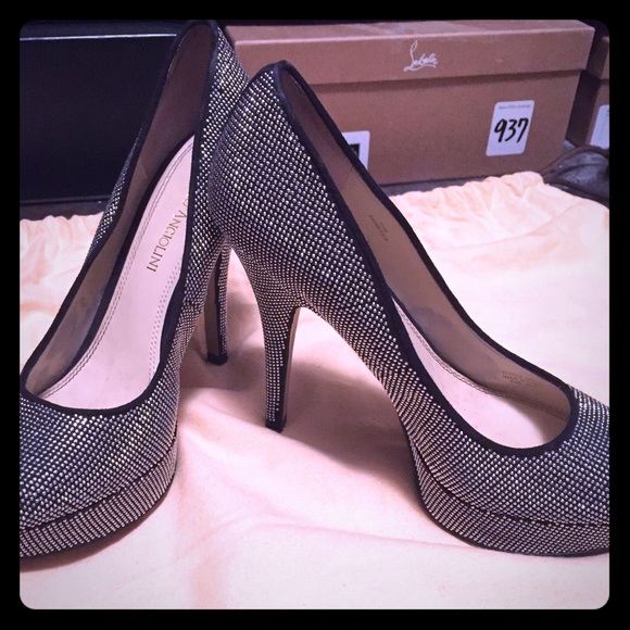 Enzo Angiolino black/silver platform heels