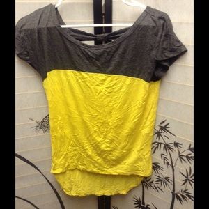 Yellow and grey high low shirt