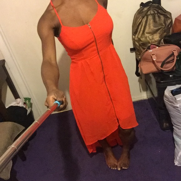 Coral Chiffon High Low Dress