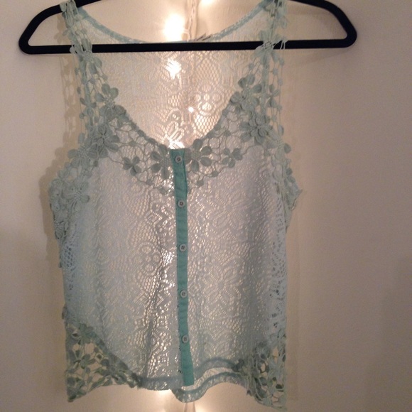 ❌sold❌ Mint Lace Tank