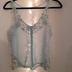 ❌sold❌ Mint Lace Tank