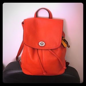 Coach Vermilion Leather Parker Backpack Mini Red