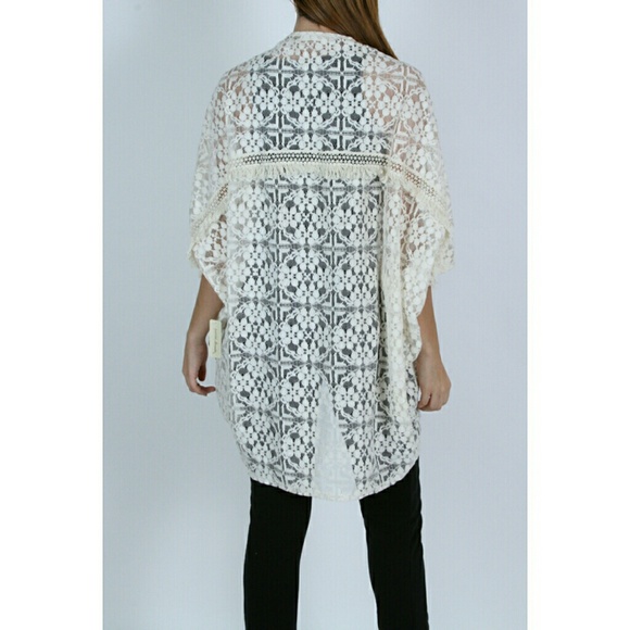 Lace Cardigan With Crochet Trim