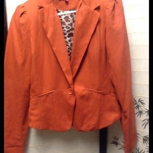 Burnt orange high low blazer jacket