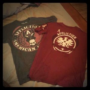 🍁 2 Affliction L and XL men's like new Shirts!