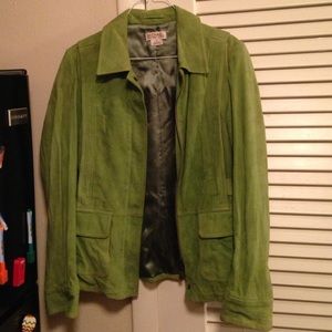 Green leather jacket Michael Kors