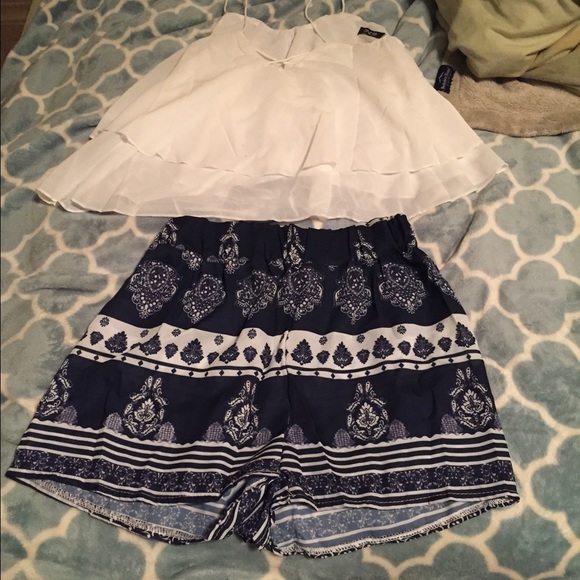 Two piece chiffon set - shorts and tank top