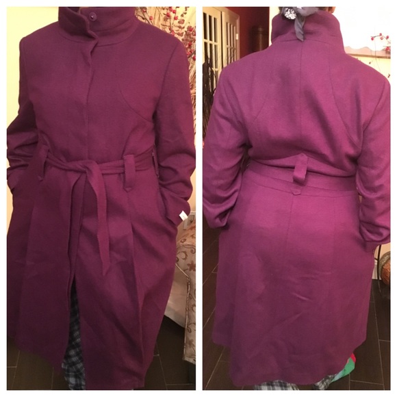 ⛄️ Calvin Klein Wool Purple Coat Size 12 - Picture 2 of 4
