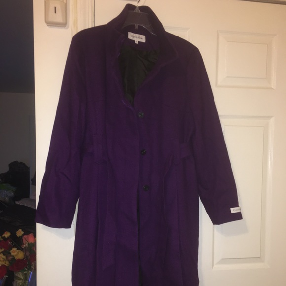 ⛄️ Calvin Klein Wool Purple Coat Size 12 - Picture 3 of 4