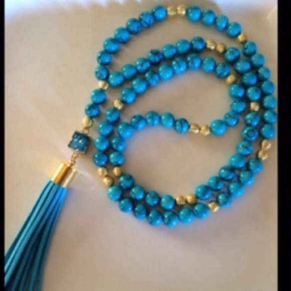 Long Druzy Agate Necklace with tassel