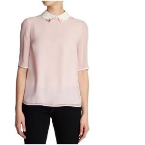 Ted Baker- Pink Porta Embellished Collar Shirt