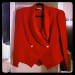 Two Piece Red Satin and Crepe suit