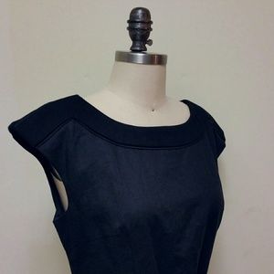 SPENSE Black Midi Dress with Open Grommet Accents