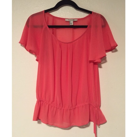 Coral sheer top