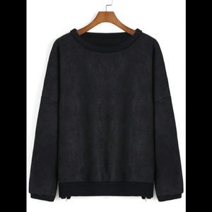 Round neck zipper oversized sweatshirt