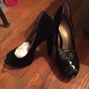 BCBGeneration Black Peep Toe Heels