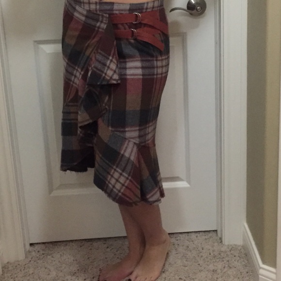 Free people wool plaid skirt