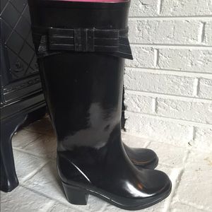Kate spade rain boots black with bow size 6