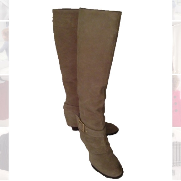 Taupe Knee High Wedge Boots
