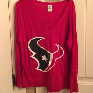 PINK Texans off the shoulder top! Size large!