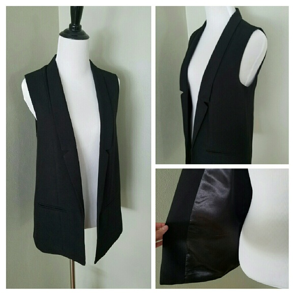 Black Open-Front Vest - Picture 4 of 4