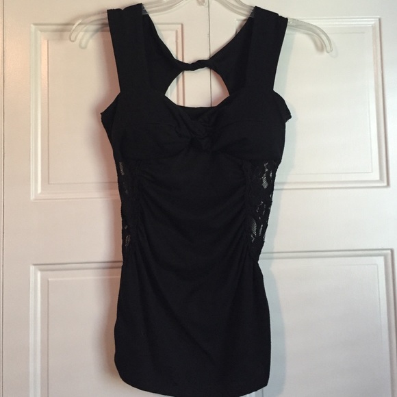 Black Dressy Top with padded chest and lace sides