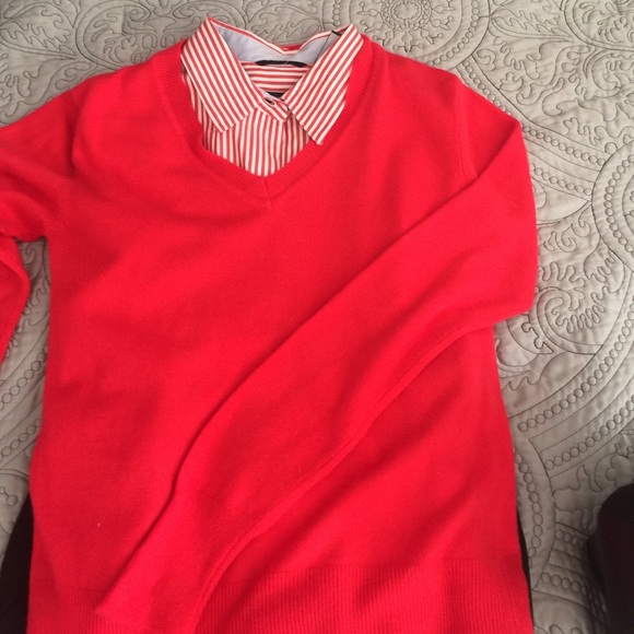 Soft red V-neck sweater