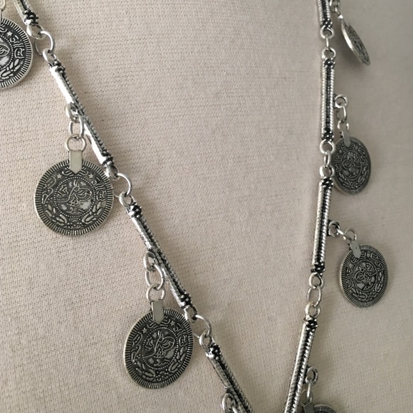 BOHO silver and turquoise Statement necklace - Picture 3 of 3