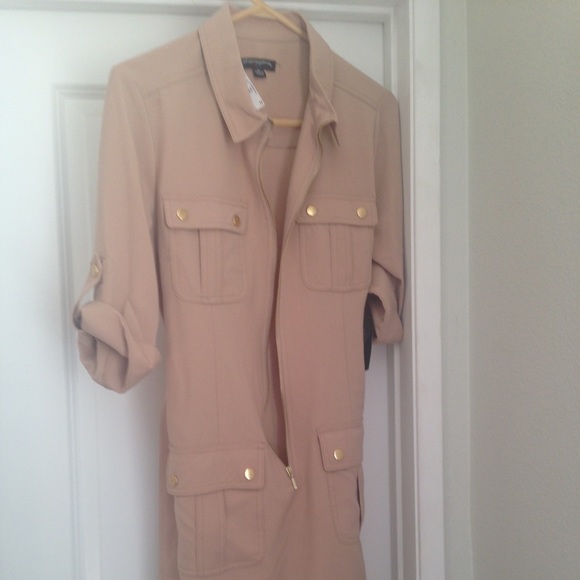 Khaki military inspired dress