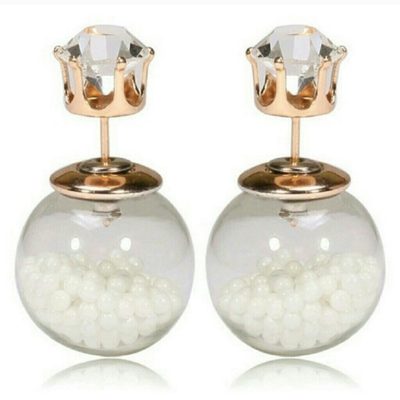 Jewelry - Double Sided Earrings White
