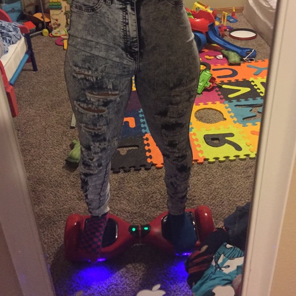 high waist ripped jeans