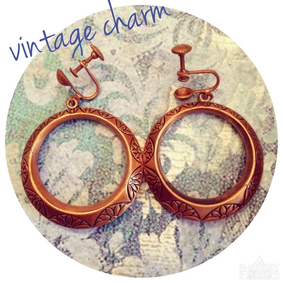 Vintage copper statement earring (non-pierced)