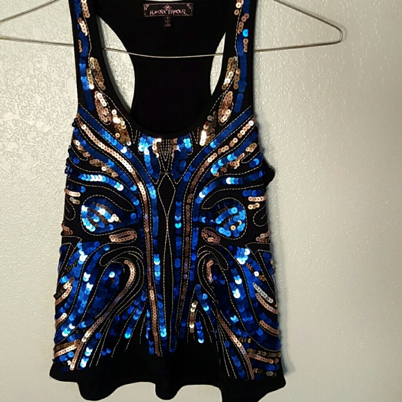 Blue and gold sequin top - Picture 2 of 3