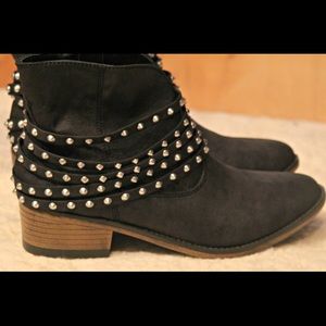 Black studded booties