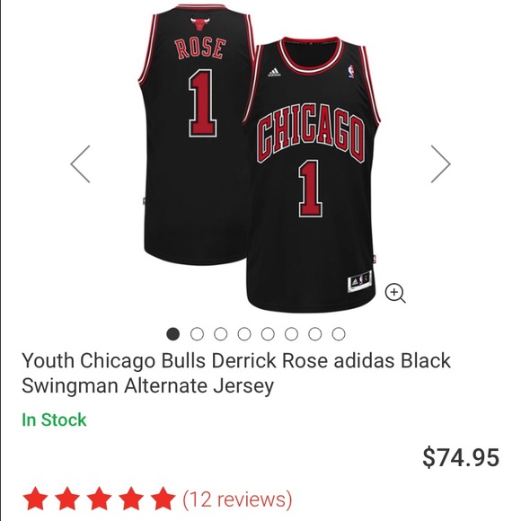Chicago Bulls Derrick Rose black jersey youth XL