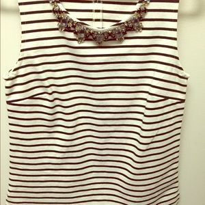 J. Crew Striped Tank with Embellished Collar