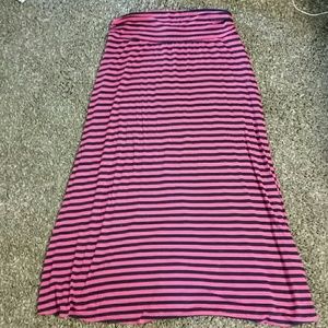 Pink and navy striped maxi skirt