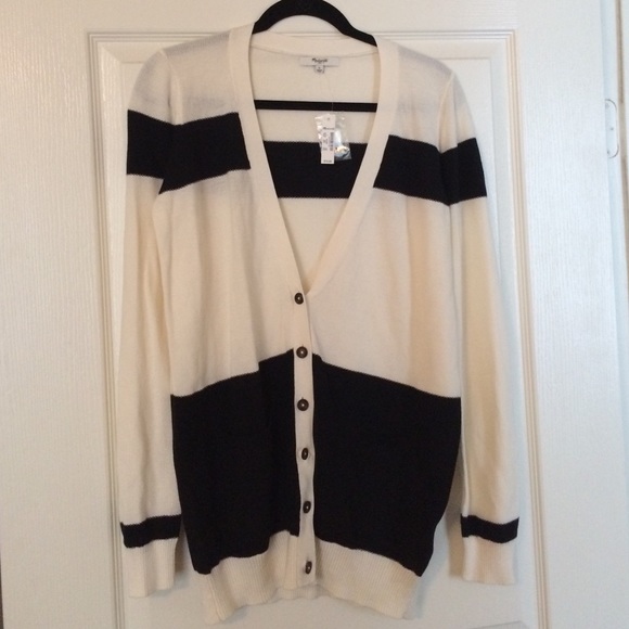 Madewell Black and White Striped Sweater Size L