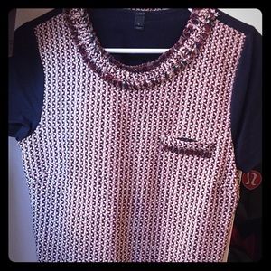 J. Crew Blue & Burgundy Knit Tee