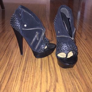 Bebe- black leather and suede heel-BOGO